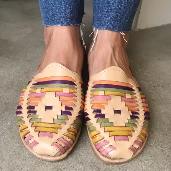 Shoes - Perfect Huarache leather multicolor flats.